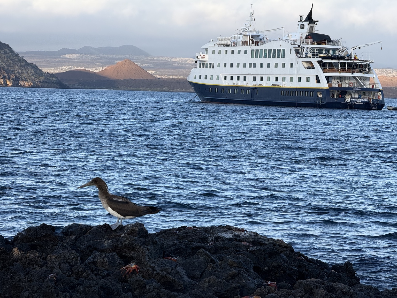 Small expedition ship in the Galapagos Islands